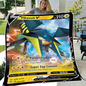 Vikavolt V Darkness Ablaze Holo Ultra Rare Pokemon Card Fleece Blanket