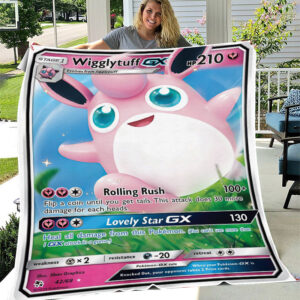 Wigglytuff GX 42-68 SM Hidden Fates Holo Ultra Rare Pokemon Card Fleece Blanket