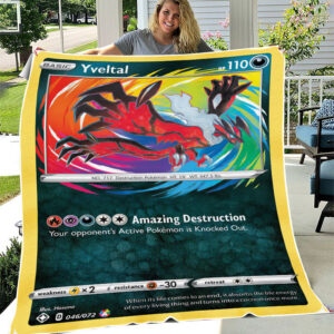 Yveltal Shining Fates Amazing Rare Pokemon Card Fleece Blanket