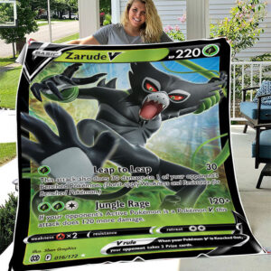 Fleece Blanket 6 ... Zarude V 16 172 SWSH Brilliant Stars Holo Ultra Rare Pokemon Card Fleece Blanket
