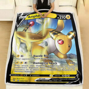 Ampharos V Vivid Voltage Holo Ultra Rare Pokemon Card Fleece Blanket