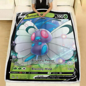 Butterfree V 1-189 SWSH Darkness Ablaze Holo Ultra Rare Pokemon Card Fleece Blanket