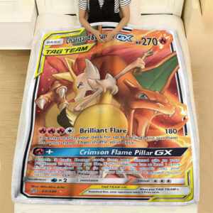 Charizard & Braixen GX Cosmic Eclipse Holo Ultra Rare Pokemon Card Fleece Blanket