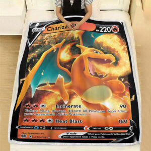 Charizard V 17-172 SWSH Brilliant Stars Holo Ultra Rare Pokemon Card Fleece Blanket