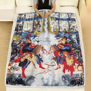 Crisis on Infinite Earths DC Superman and Wonder Woman Fleece Blanket