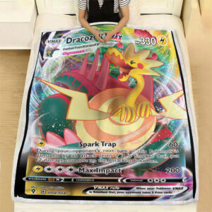 Dracozolt VMAX Evolving Skies Full Art Holo Ultra Rare Pokemon Card Fleece Blanket