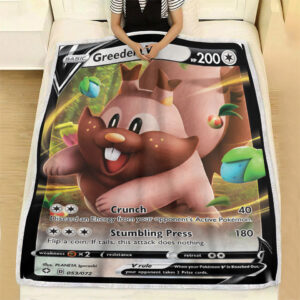 Greedent V Shining Fates Holo Ultra Rare Pokemon Card Fleece Blanket
