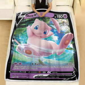 Fleece Blanket 7 Mew V Darkness Ablaze Holo Ultra Rare Pokemon Card Fleece Blanket