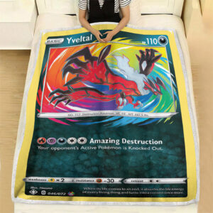 Yveltal Shining Fates Amazing Rare Pokemon Card Fleece Blanket
