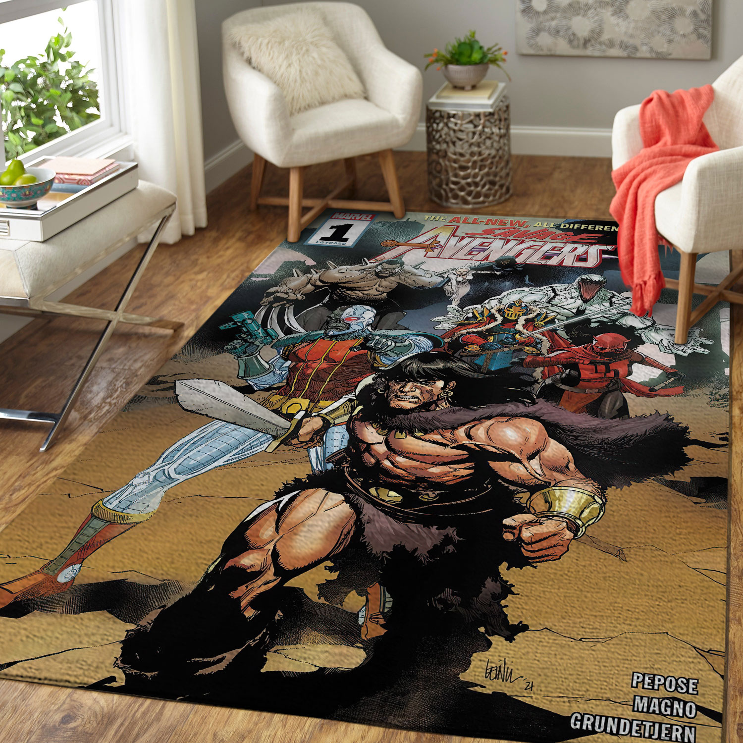 SAVAGE AVENGERS 1 cover by Leinil Francis Yu Rug Carpet