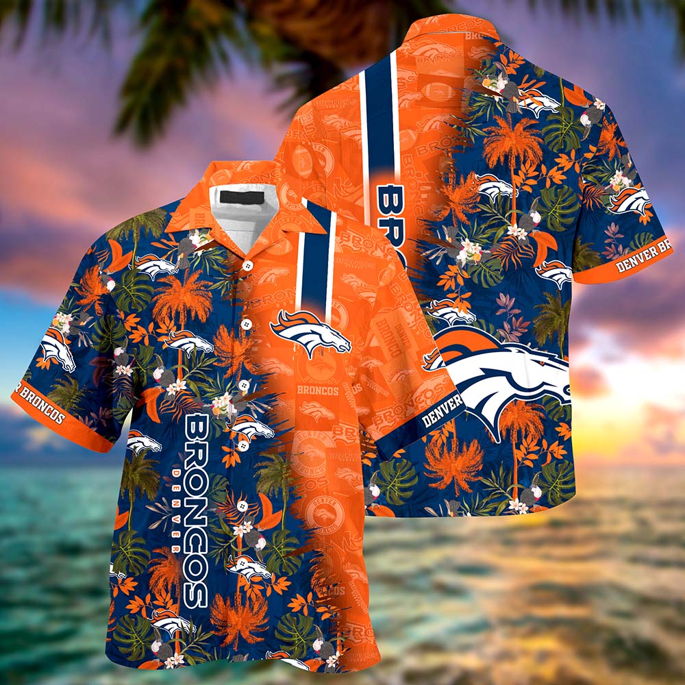 Personalized Denver Broncos NFL Hawaiian Shirt, beach shorts Personalized Denver Broncos NFL Hawaiian Shirt, beach shorts