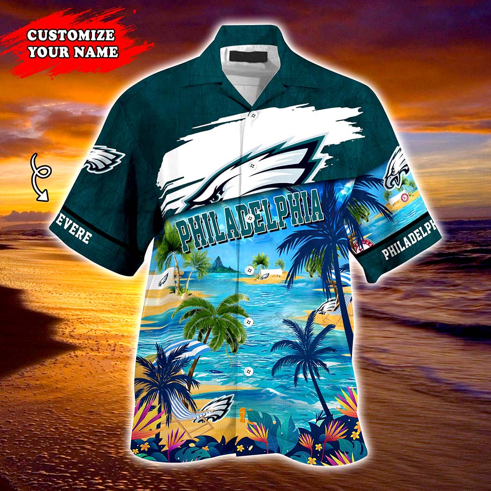 Philadelphia Eagles NFL Personalized Hawaiian Shirt, beach shorts Philadelphia Eagles NFL Personalized Hawaiian Shirt, beach shorts