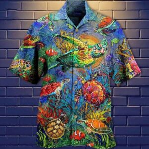 Turtle In The Ocean Hawaiian Shirt, beach shorts