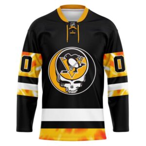 Grateful Dead Pittsburgh Penguins Lightning 3D Hockey Jersey Personalized Name Number