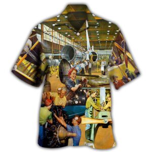 Aircraft Mechanic Style Hawaiian Shirt, Beach Shorts