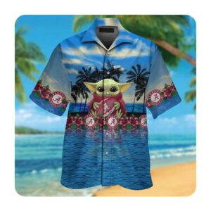 Alabama Crimson Tide And Baby Yoda Hawaii Shirt Summer Button Up Shirt For Men Women