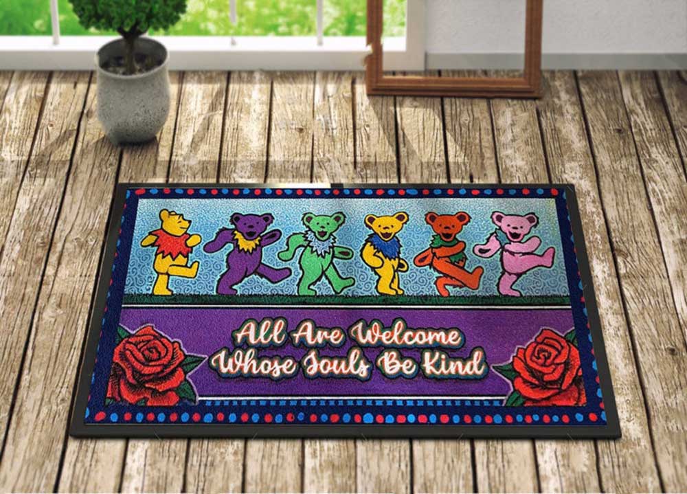 All Are Welcome Whose Souls Be Kind Door Mat Grateful Dead Dancing Bear Doormat