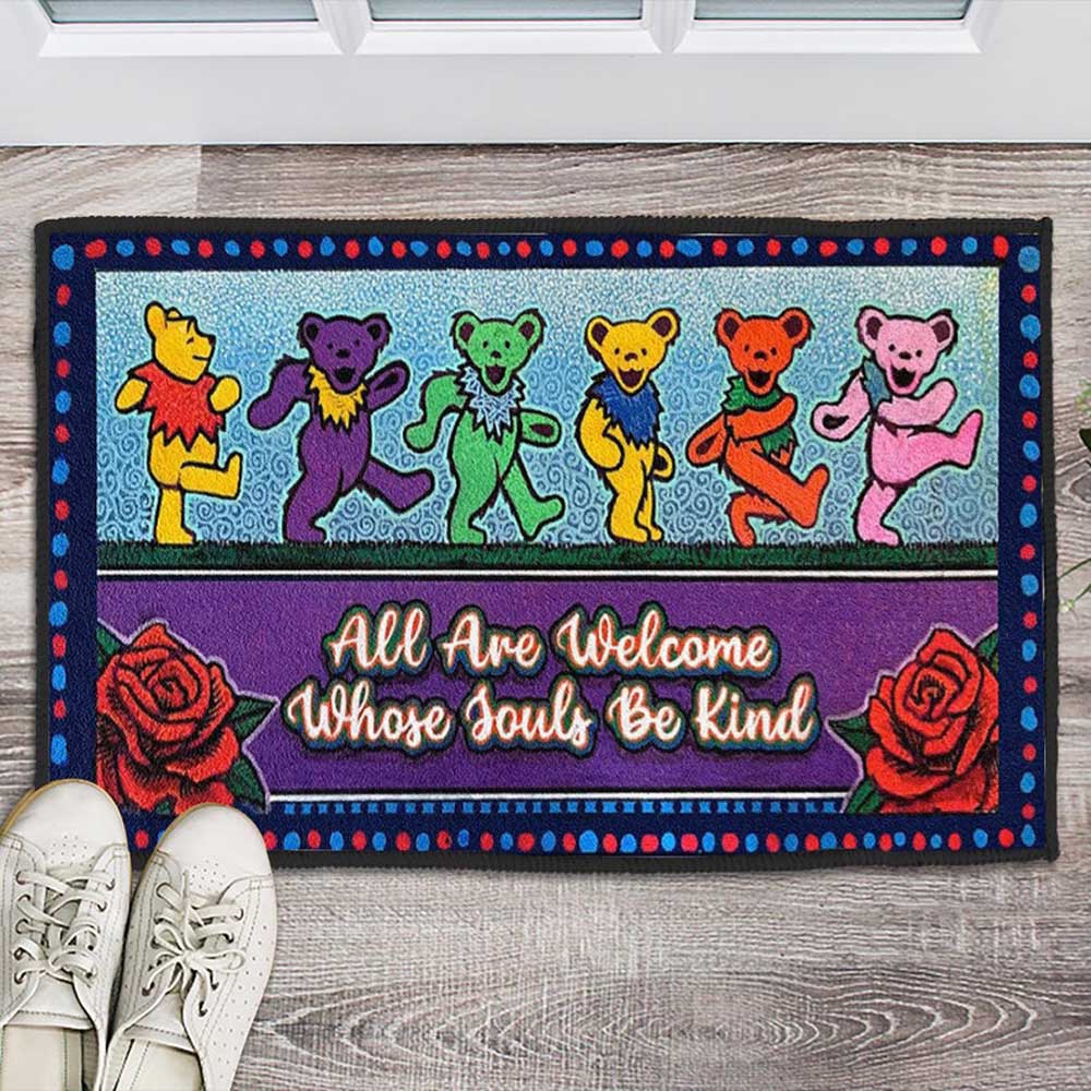 All Are Welcome Whose Souls Be Kind Door Mat Grateful Dead Dancing Bear Doormat