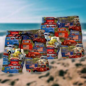 Amazing packed trucks Hawaiian Shirt, Beach Shorts