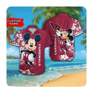 Arizona Cardinals And Mickey Mouse Custom Name Hawaii Shirt Summer Button Up Shirt For Men Women Arizona Cardinals And Mickey Mouse Custom Name Hawaii Shirt Summer Button Up Shirt For Men Women