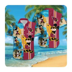 Arizona Cardinals Mickey Custom Name Hawaii Shirt Summer Button Up Shirt For Men Women