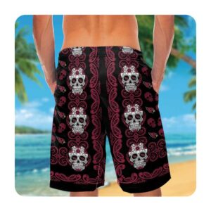 Arizona Cardinals Skull Hawaiian Shirts Tropical Aloha Skull Short Sleeve Button Up Gift For NFL Fans