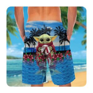 Arizona Diamondbacks And Baby Yoda Short Sleeve Button Up Tropical Aloha Hawaiian Shirts Gift MLB Fans