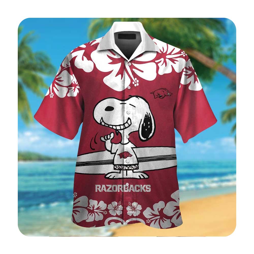 Arkansas Razorbacks And Snoopy Hawaii Shirt Summer Button Up Shirt For Men Women Arkansas Razorbacks And Snoopy Hawaii Shirt Summer Button Up Shirt For Men Women