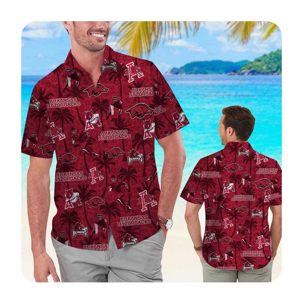 Arkansas Razorbacks Tropical Beach Coconut Tree Hawaii Shirt Summer Button Up Shirt For Men Women Arkansas Razorbacks Tropical Beach Coconut Tree Hawaii Shirt Summer Button Up Shirt For Men Women