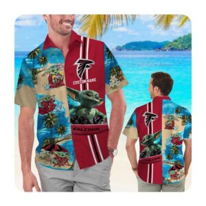 Atlanta Falcons Baby Yoda Custom Name Hawaii Shirt Summer Button Up Shirt For Men Women