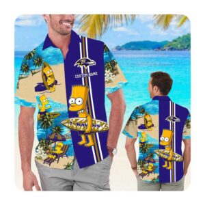 Baltimore Ravens Simpsons Custom Name Hawaii Shirt Summer Button Up Shirt For Men Women