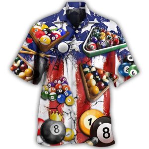 Billiard Independence Day Hawaiian Shirt, Beach Shorts