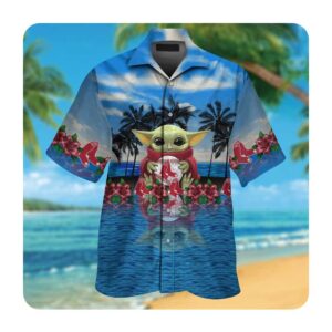 Boston Red Sox And Baby Yoda Hawaii Shirt Summer Button Up Shirt For Men Women