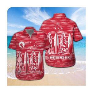 Boston Red Sox Short Sleeve Button Up Tropical Aloha Hawaiian Shirts MLB