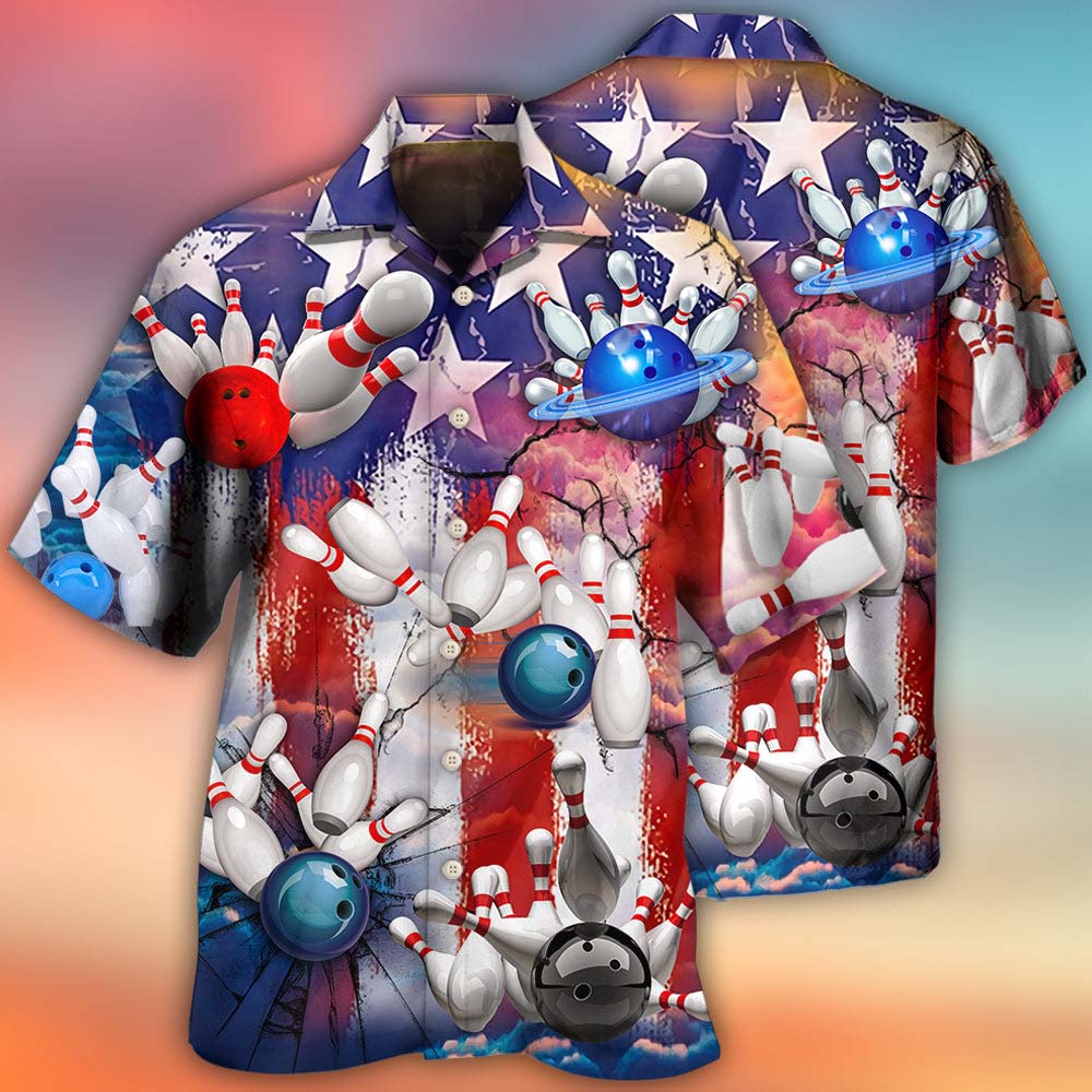Bowling Independence Day Hawaiian Shirt, Beach Shorts Bowling Independence Day Hawaiian Shirt, Beach Shorts