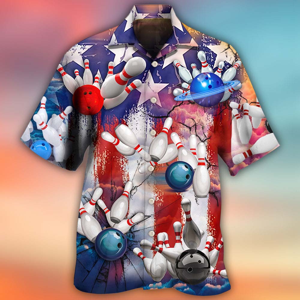 Bowling Independence Day Hawaiian Shirt, Beach Shorts Bowling Independence Day Hawaiian Shirt, Beach Shorts