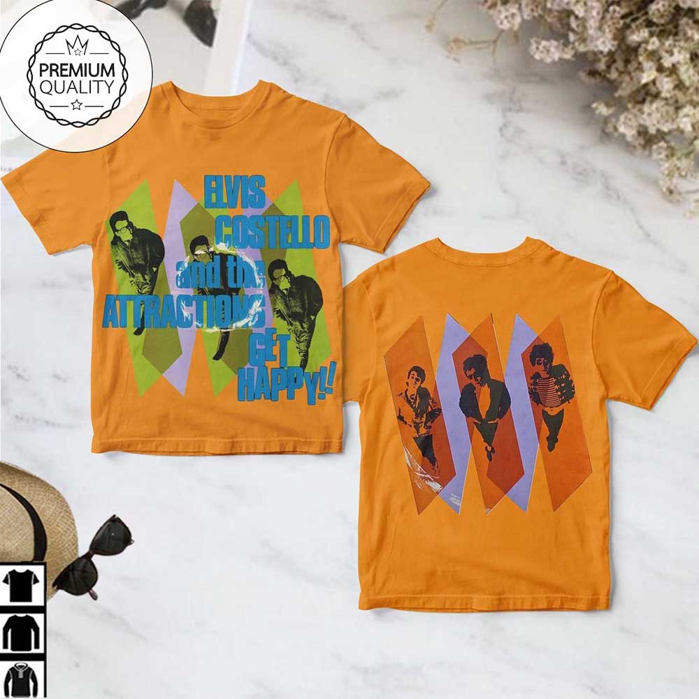 Elvis Costello And The Attractions Get Happy Album AOP T-Shirt Elvis Costello And The Attractions Get Happy Album AOP T-Shirt