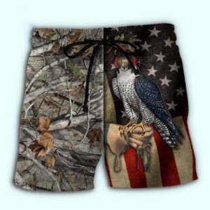 Falconry hunting Hawaiian Shirt, Beach Shorts