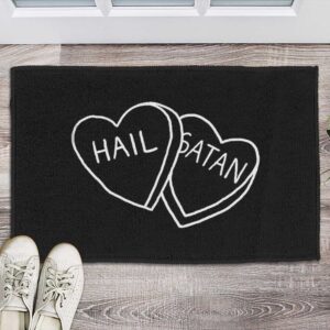 Hail Satan Candy Doormat, Heart Shape Candy Hail Satan Witchcraft Halloween Doormat