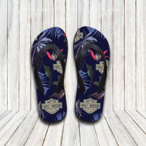 Harley Davidson Floral Hawaiian Shirt Shorts and Flip Flops Combo