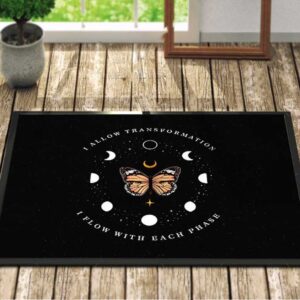 I Allow Transformation I Flow With Beach Phase Butterfly With Moon Phase Doormat