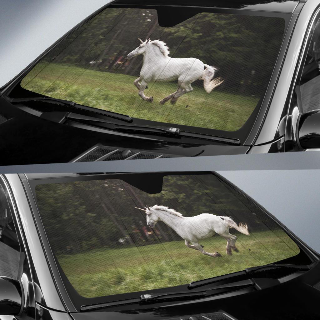 Nature White Unicorn Horse Car Auto Sunshade Nature White Unicorn Horse Car Auto Sunshade
