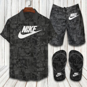 Nike New York Pattern Hawaiian Shirt Shorts and Flip Flops Combo