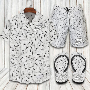 Nike Air Max 90s Pattern Limited Hawaiian Shirt Shorts and Flip Flops Combo