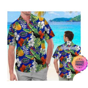 Florida Gators Parrot Floral Tropical Aloha Hawaiian Shirt, Beach Shorts Custom Name For Men Women