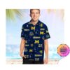 Michigan Wolverines Coconut Aloha Hawaiian Shirt, Beach Shorts Custom Name For Men Women