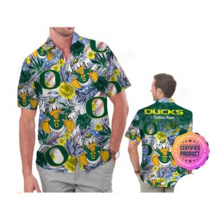 Oregon Ducks Coconut Aloha Hawaiian Shirt, Beach Shorts Custom Name For Men Women