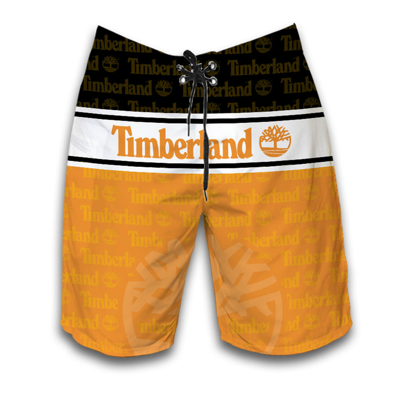 Timberland Logo Print Orange Hawaiian Shirt Shorts and Flip Flops Combo Timberland Logo Print Orange Hawaiian Shirt Shorts and Flip Flops Combo