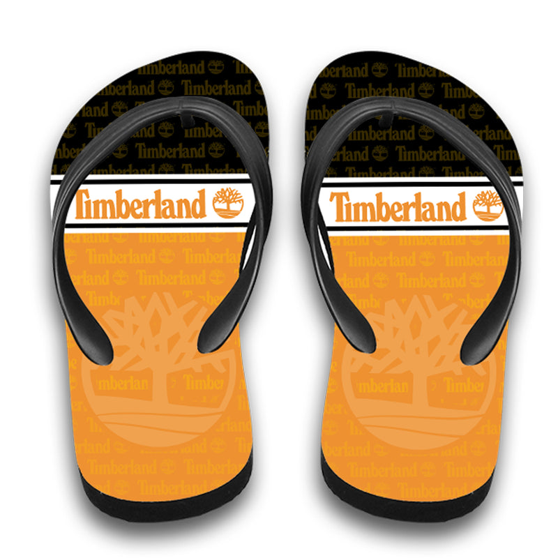 Timberland Logo Print Orange Hawaiian Shirt Shorts and Flip Flops Combo Timberland Logo Print Orange Hawaiian Shirt Shorts and Flip Flops Combo