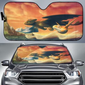 Toothless And Pokemon Car Auto Sunshade